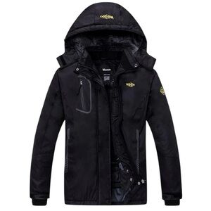 Wantdo Womens Waterproof Winter Coat Ski Jacket Snow Rain with Hood Black Medium